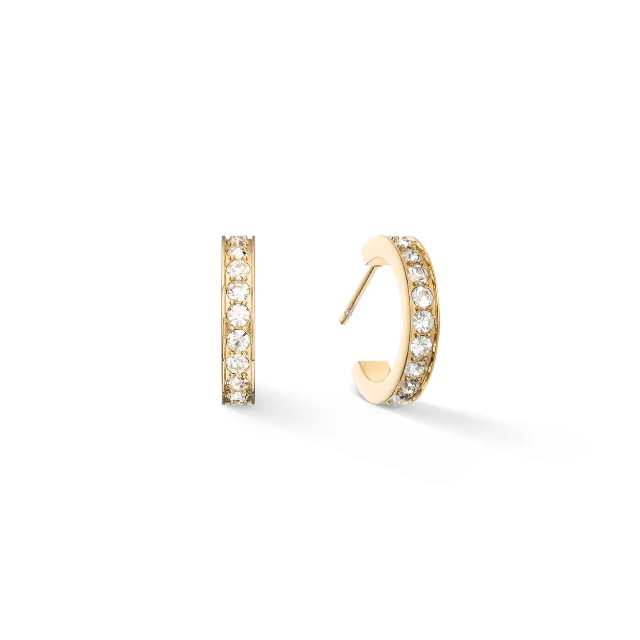 Coeur de Lion edelstaal gold plated  oorringen met kristallen