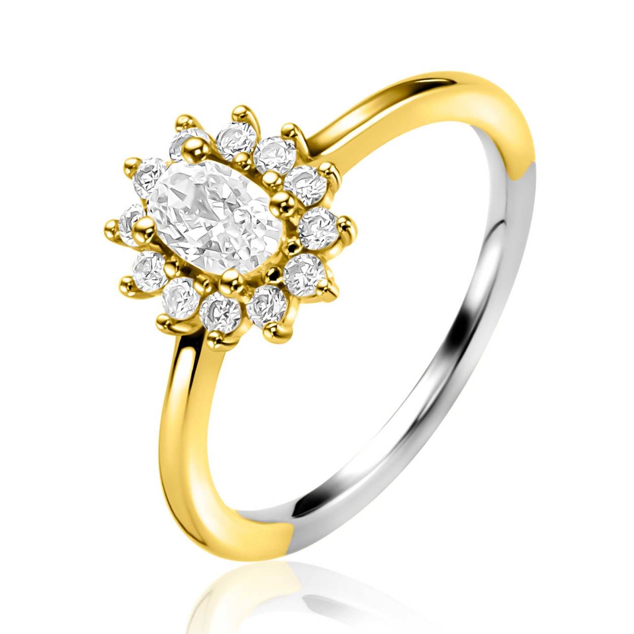 zinzi goldplated zilveren aanzoekring in maat 56