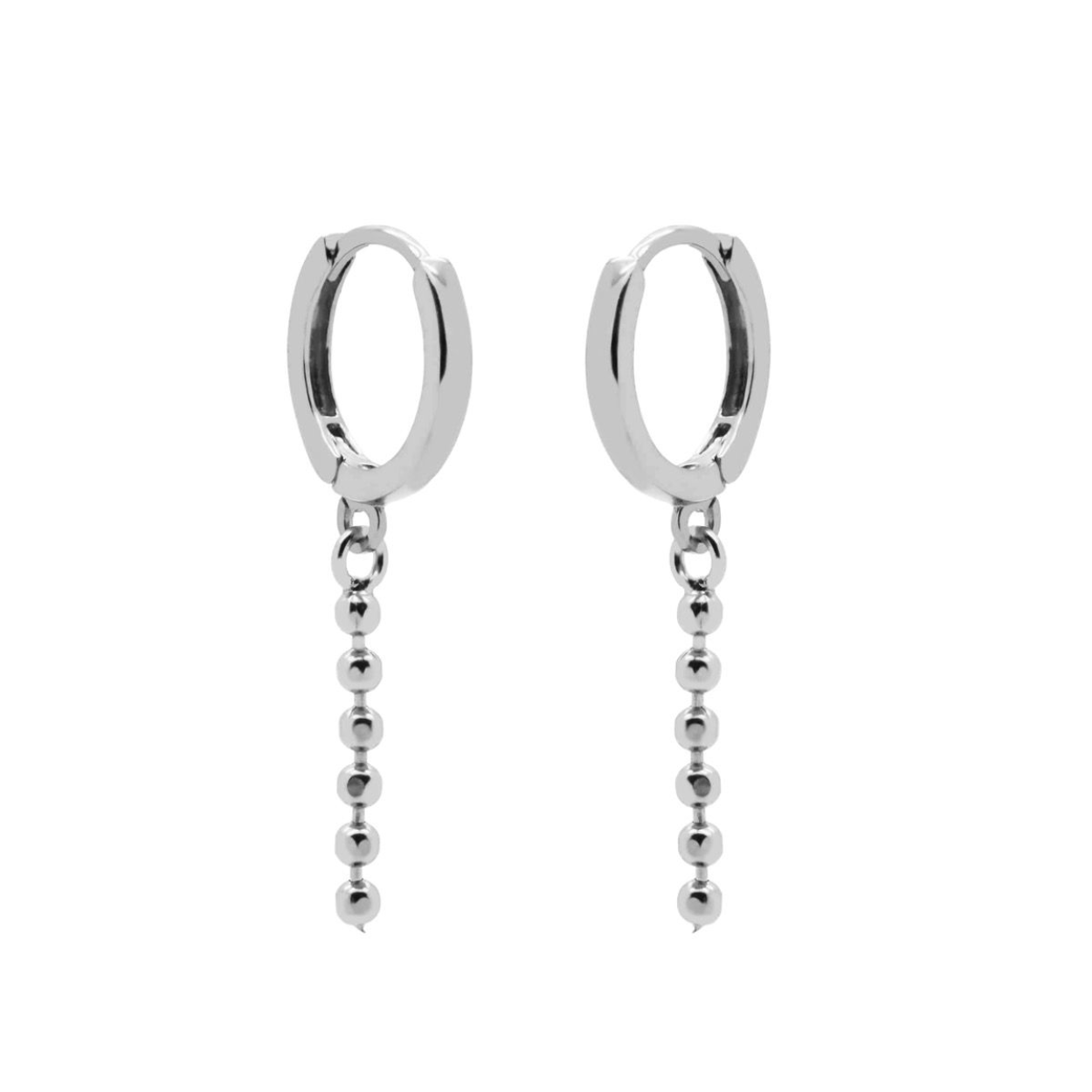 Hinged Hoops Symbols Tiny Dots Chain Silver