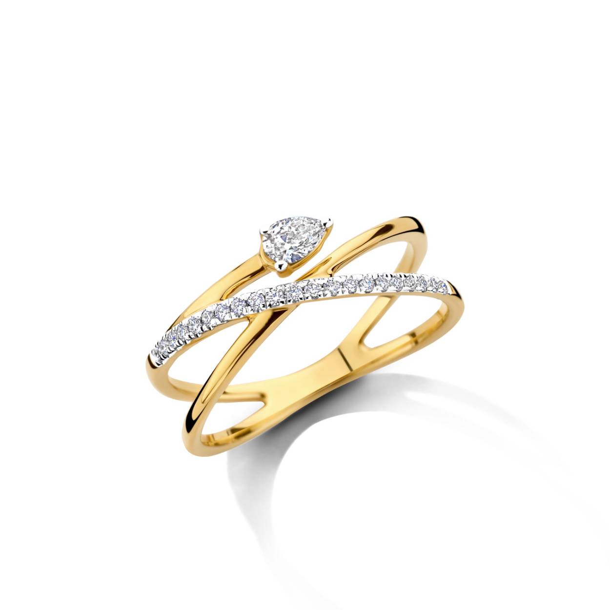 Ring geel goud 18kt met diamanten