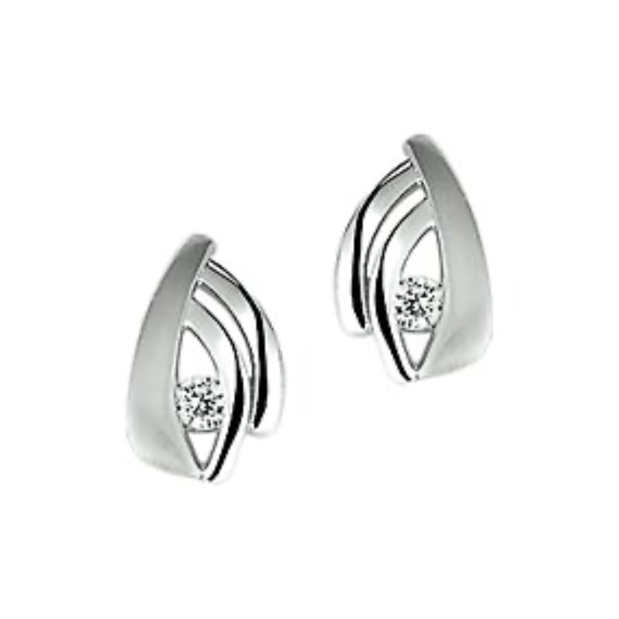 Huiscollectie zilveren oorknoppen met een gepolijste en matte afwerking en een zirkonia