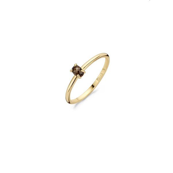 Blush dames ring van 14K Geelgoud met een prachtige smokey quartz natuursteen.