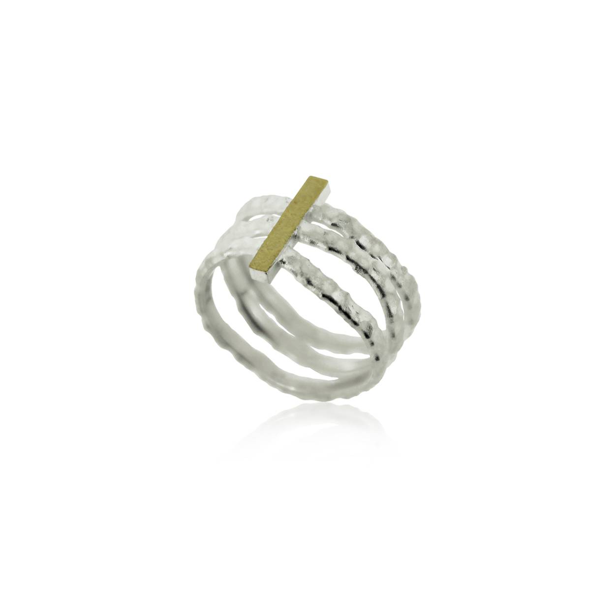Ring zilver met goud opleg, open