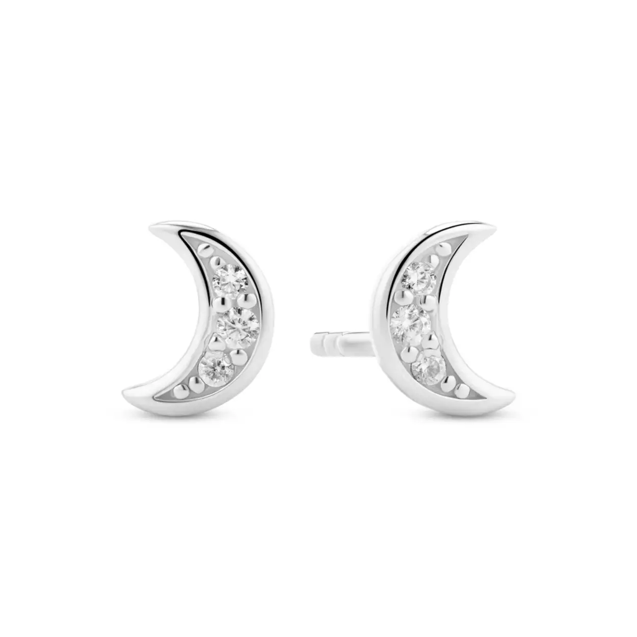 EARRINGS LUNA RHODIUM PLATED, WITH WHITE ZIRCONIA.
