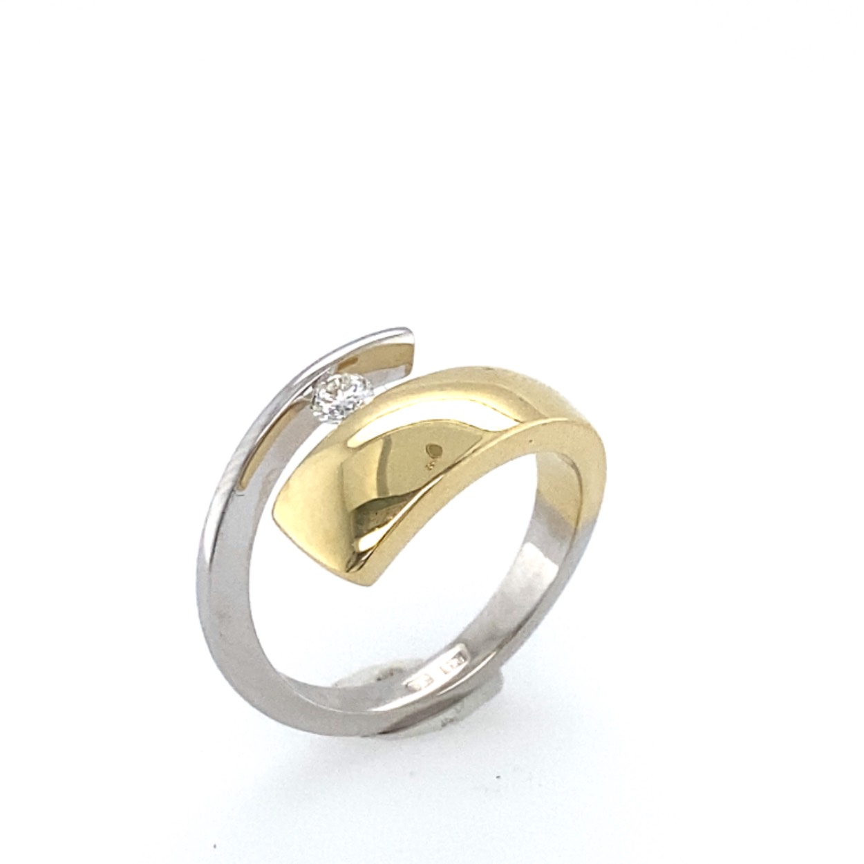 bicolor gouden damesring model Alix met 0.12crt briljant si/R