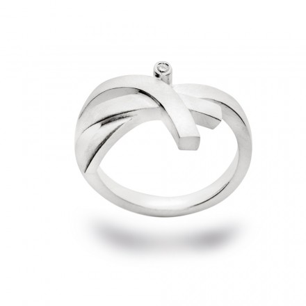 zilveren fantasiering, mat, met een diamant