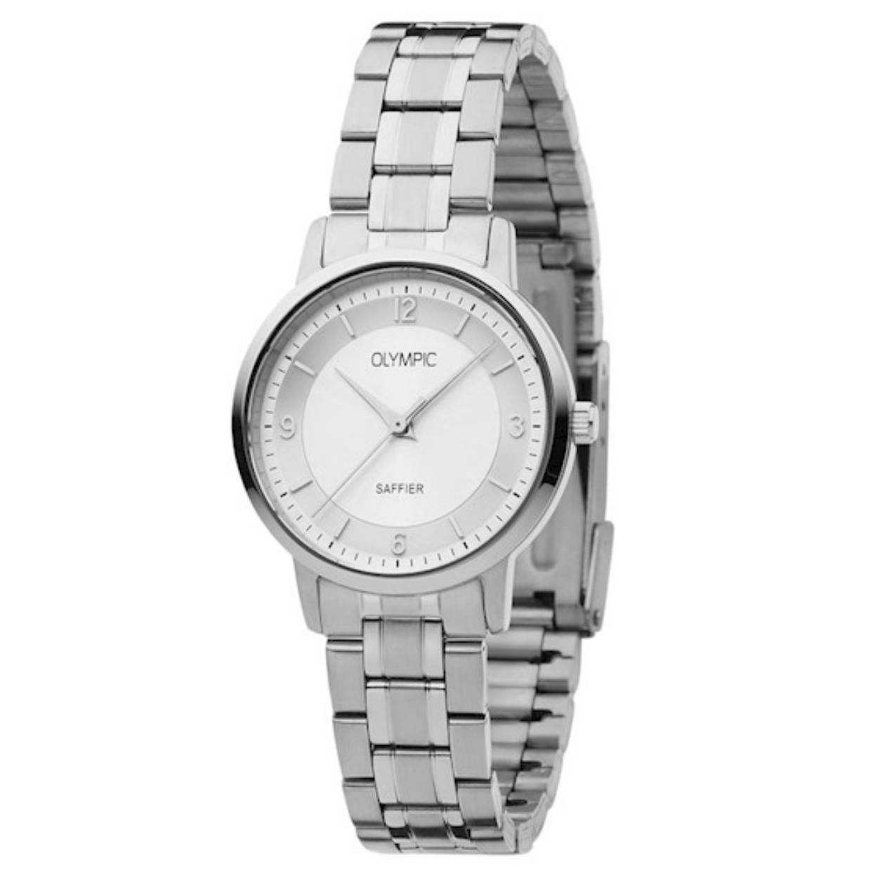 Stalen olympic horloge met safier glas