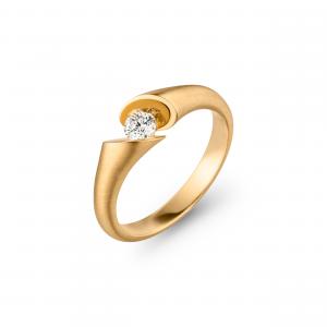 18 karaats geelgouden ring geinspireerd door de Calla bloem met diamant 0,24ct G-SI