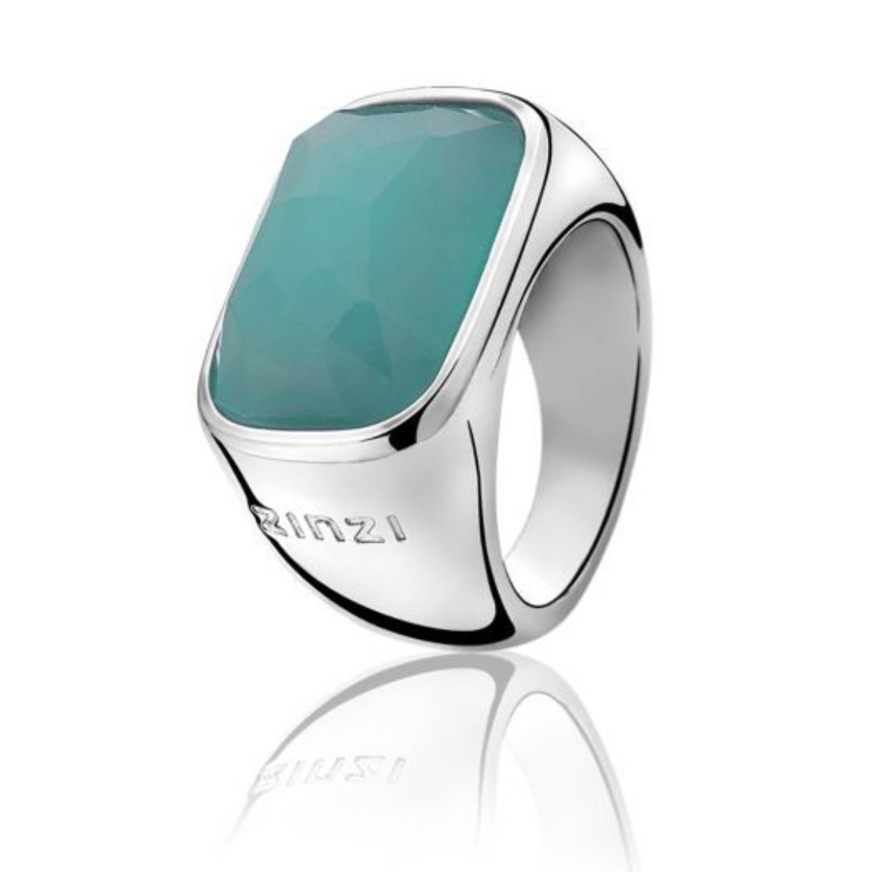 Zinzi zilveren ring turqoise rechthoek mt.54 ZIR675