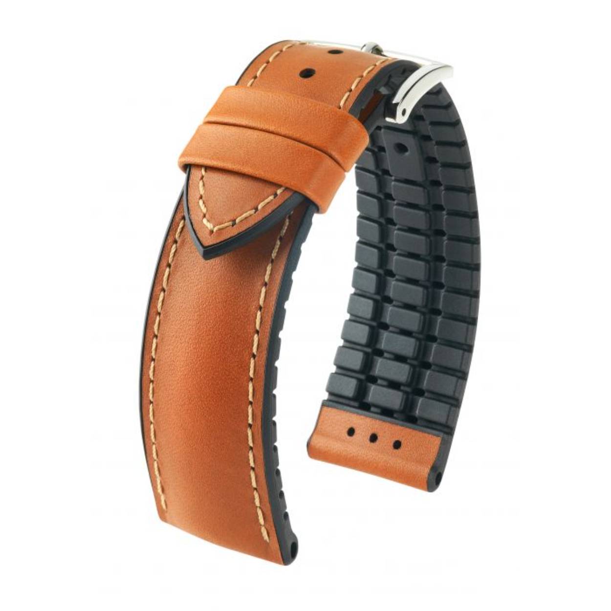 Wat zou onze sportcategorie zijn zonder onze JAMES lederen armband van natuurlijk, plantaardig gelooid Italiaans kalfsleder? Met de HIRSCH Premium caoutchouc kern is dit armband een must voor elke sportief-elegante horlogeliefhebber. De speciale geometrie en de concave structuur van de HIRSCH Premium caoutchouc kern zorgen ervoor dat vocht dat zich ontwikkelt snel kan verdampen en dat de huid optimaal kan ademen.

Het design van onze JAMES wordt gecompleteerd door een geaccentueerde gepatenteerde naad, een ingewerkte vaste lus en de hoogwaardige edelstalen gesp in HIRSCH Classic Design.