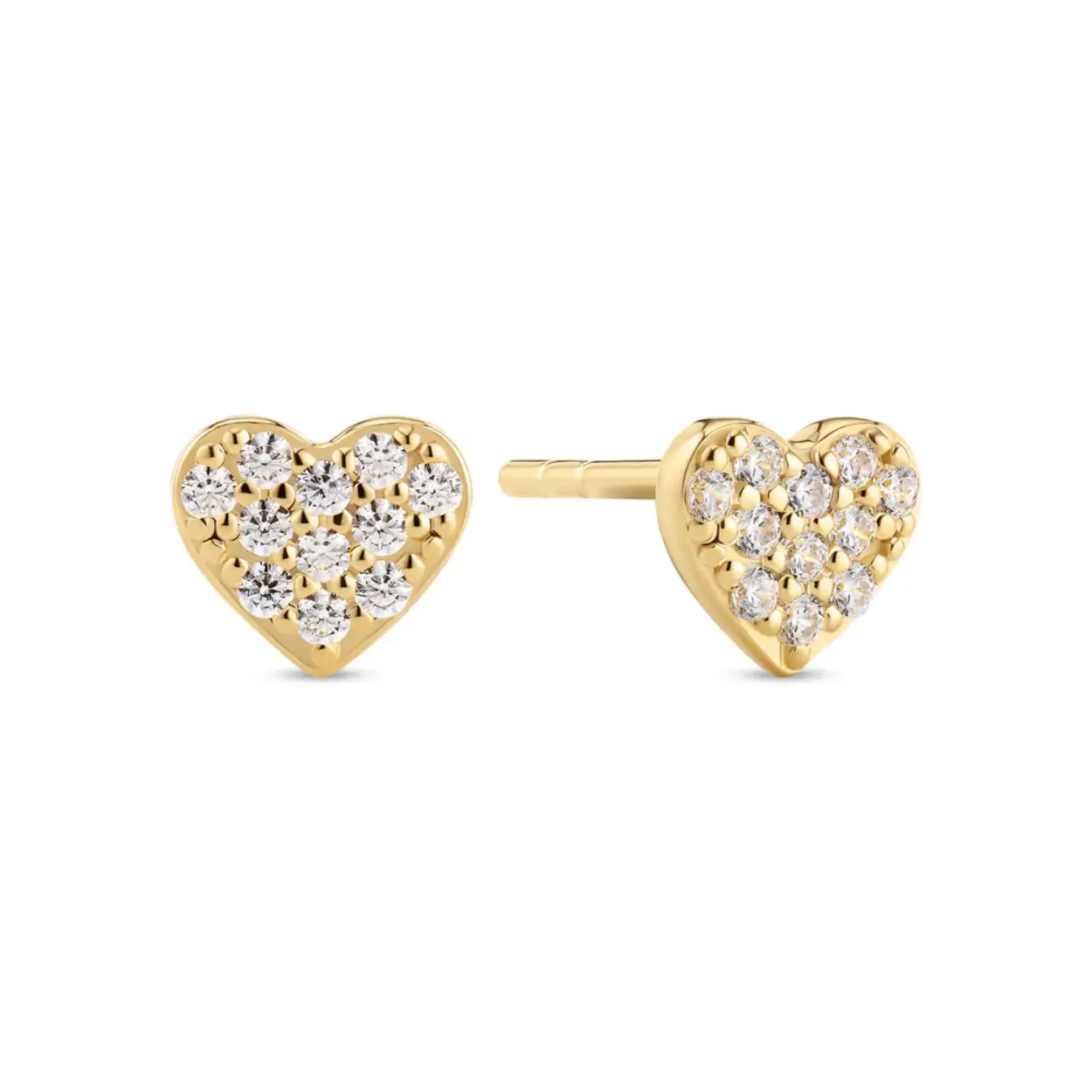 EARRINGS CUORE 18K GOLD PLATED, WITH WHITE ZIRCONIA.