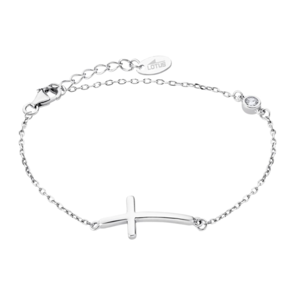 Armband zilver lotus met kruisje LP1918-2/1