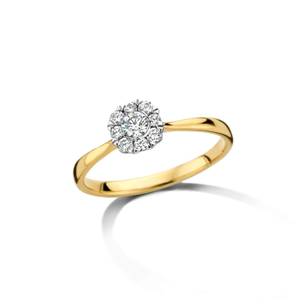Ring geel en wit goud 18kt met diamanten.