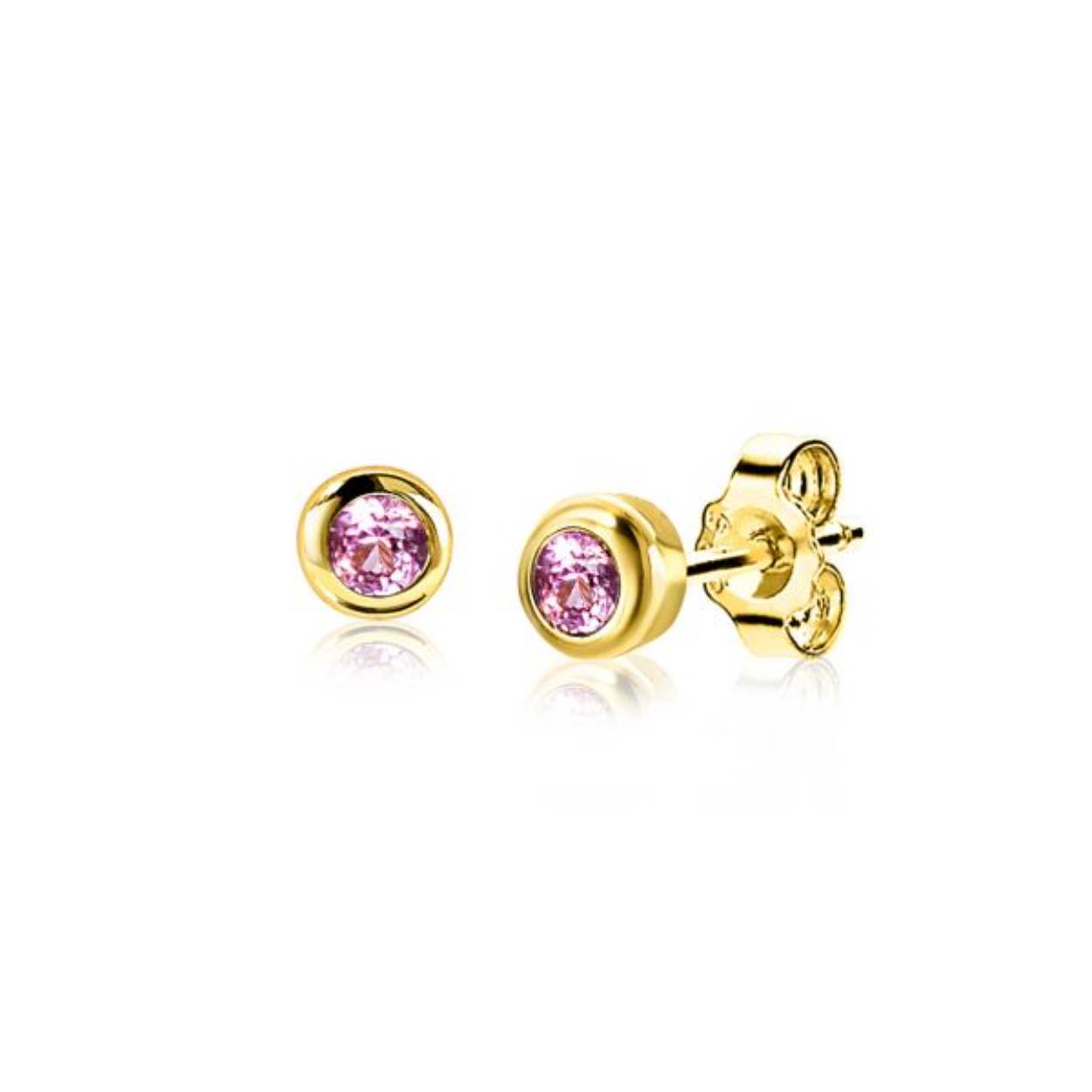 BIRTHSTONE oorknoppen 4mm gold plated OKTOBER, staan symbool voor iemand die in de maand oktober is geboren. In oktober is de geboortesteen 'roze rozenkwarts zirconia'. Iedere geboortesteen heeft haar eigen betekenis. De oorknoppen zijn vervaardigd van eerste gehalte zilver (925) en voorzien van een extra 14K geel vergulding.