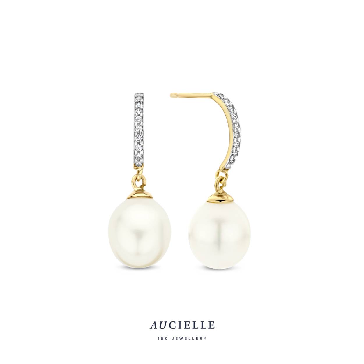 AuCielle oorhangers goud 18k met echte parel 