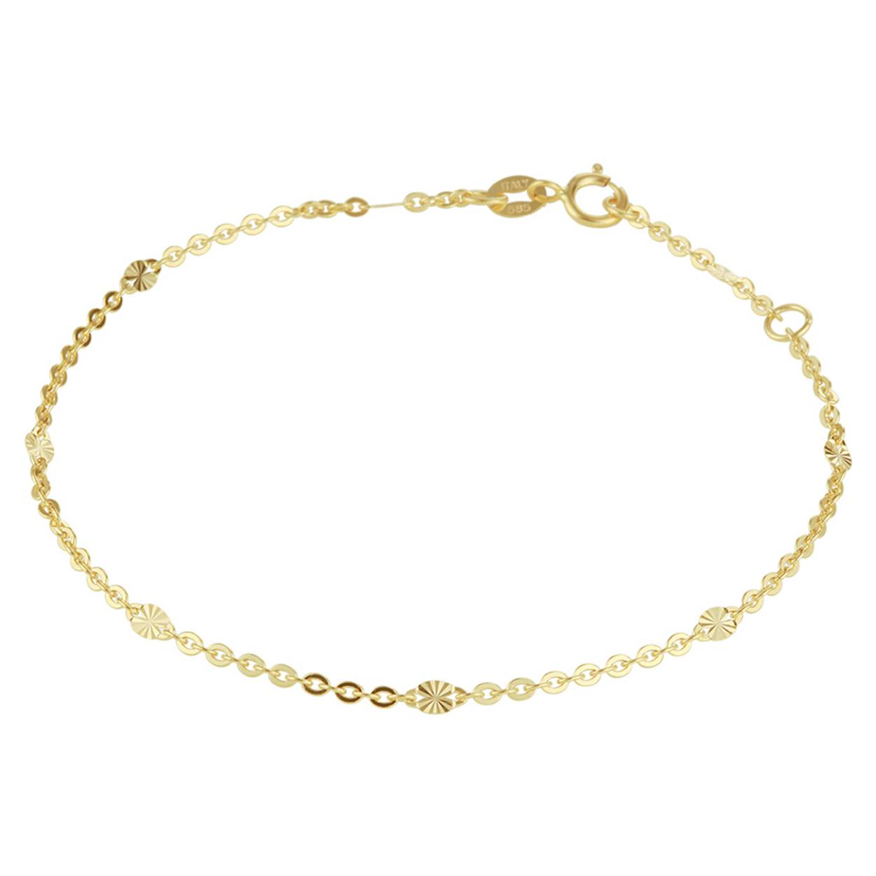 14k Geelgouden anker armband met een breedte van 2.3mm. De armband heeft draaglengtes van 16 en 18cm. De schakelbreedte is 1.5mm.