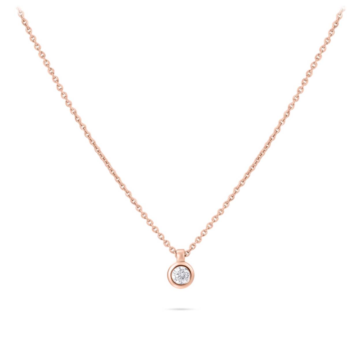 Zilveren collier met hanger voorzien van een degelijke rosé plating met zirkonia, 42 + 5 cm
