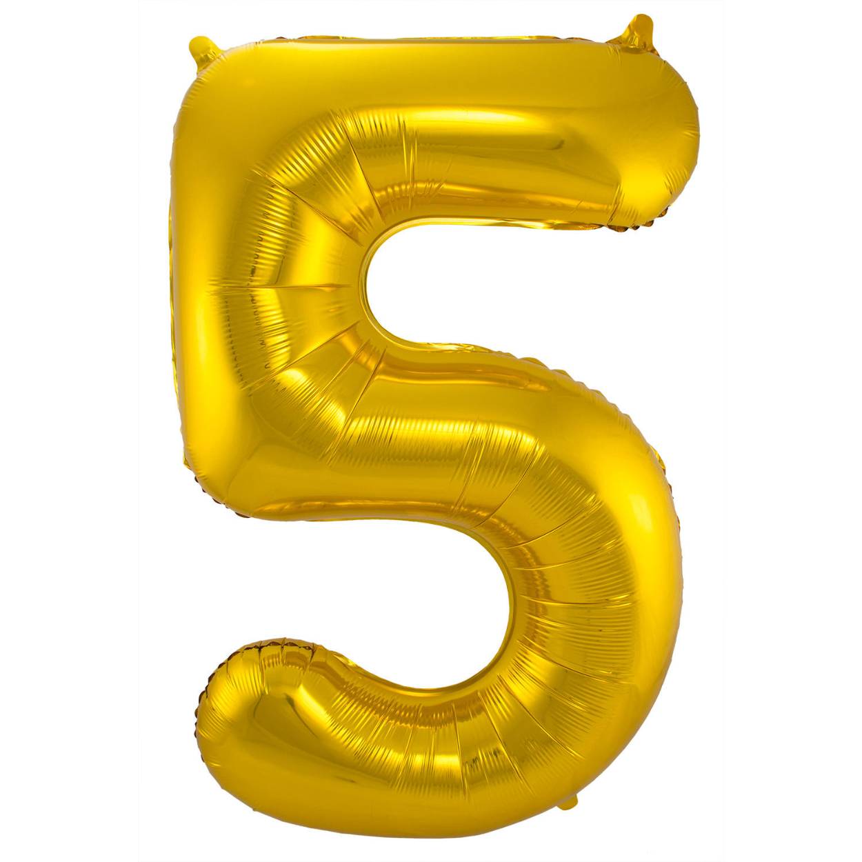 Gouden Folieballon Cijfer 5 - 86 cm. Inhoud: 1 folieballon. Kleur: Goudkleurig. Bijvoorbeeld te gebruiken tijdens de volgende feestgelegenheid/feestgelegenheden: Verjaardag, Jubileum en Kinderfeestje. Deze folieballon is 34 inch/86 cm. Het artikel is gemaakt van folie.