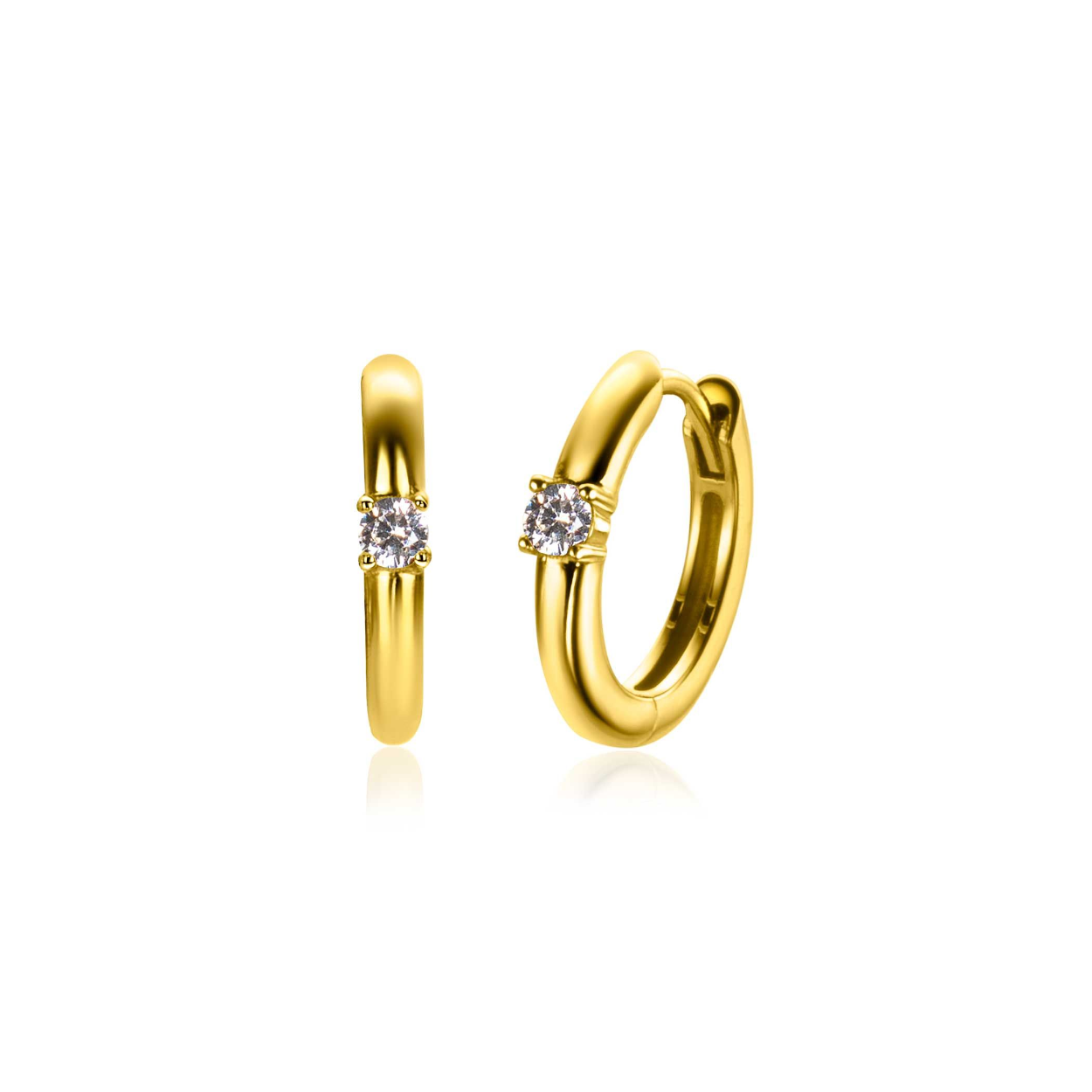 APRIL oorringen 13mm zilver met geboortesteen diamant wit zirconia
