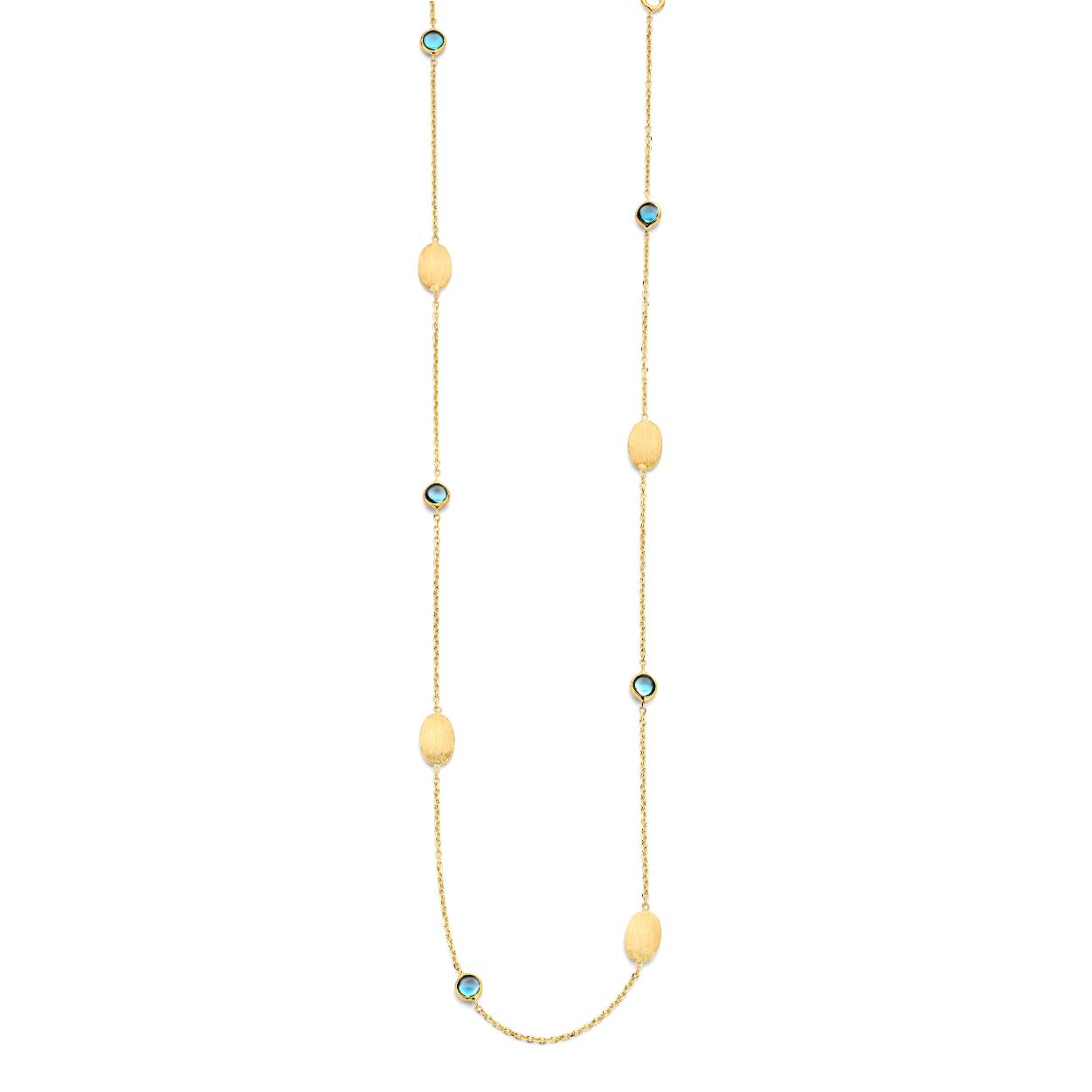 Geelgouden collier van 18KT met met london blue topaas