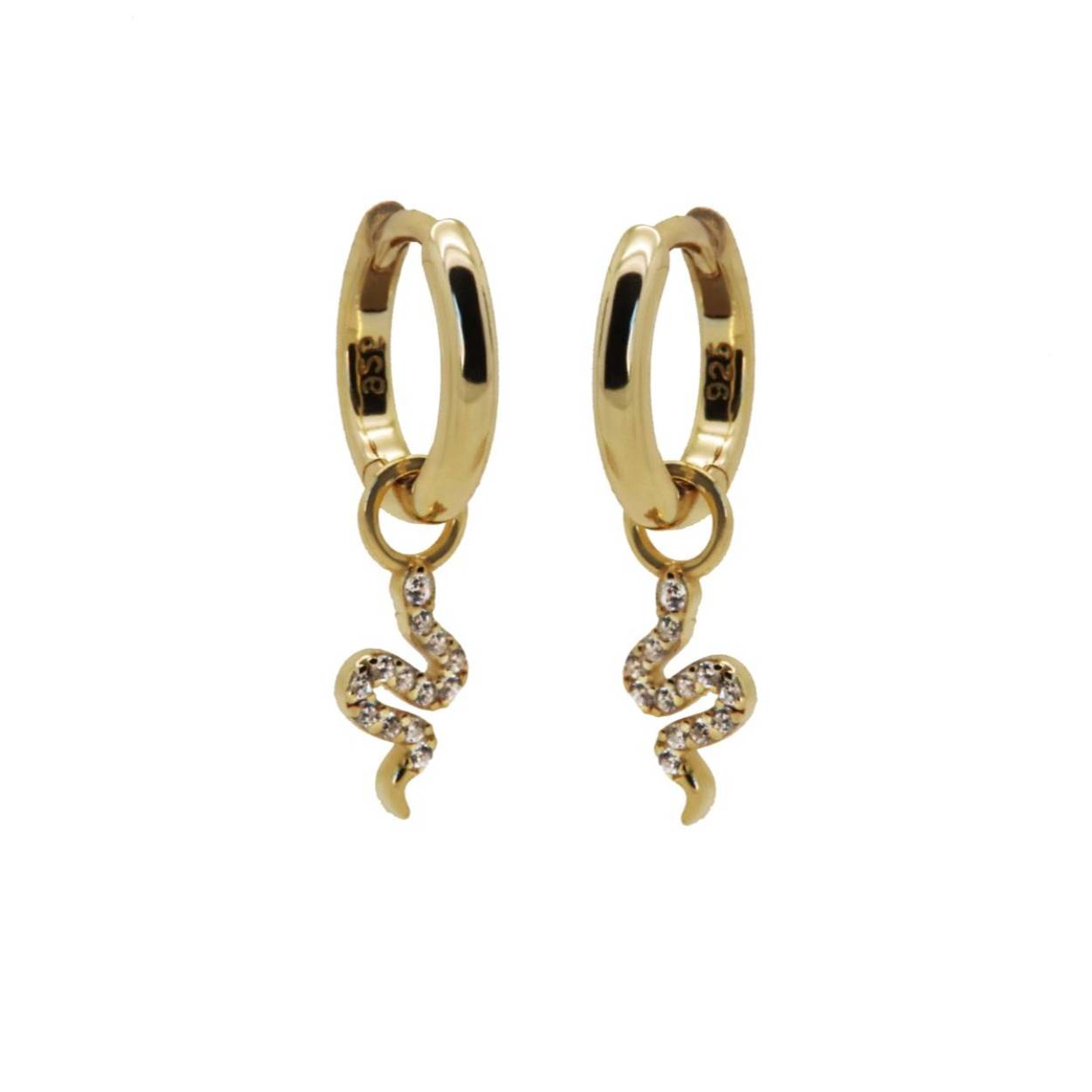 A108GP Karma Hinged Hoops zirkonia symbols SNAKE Goldplated