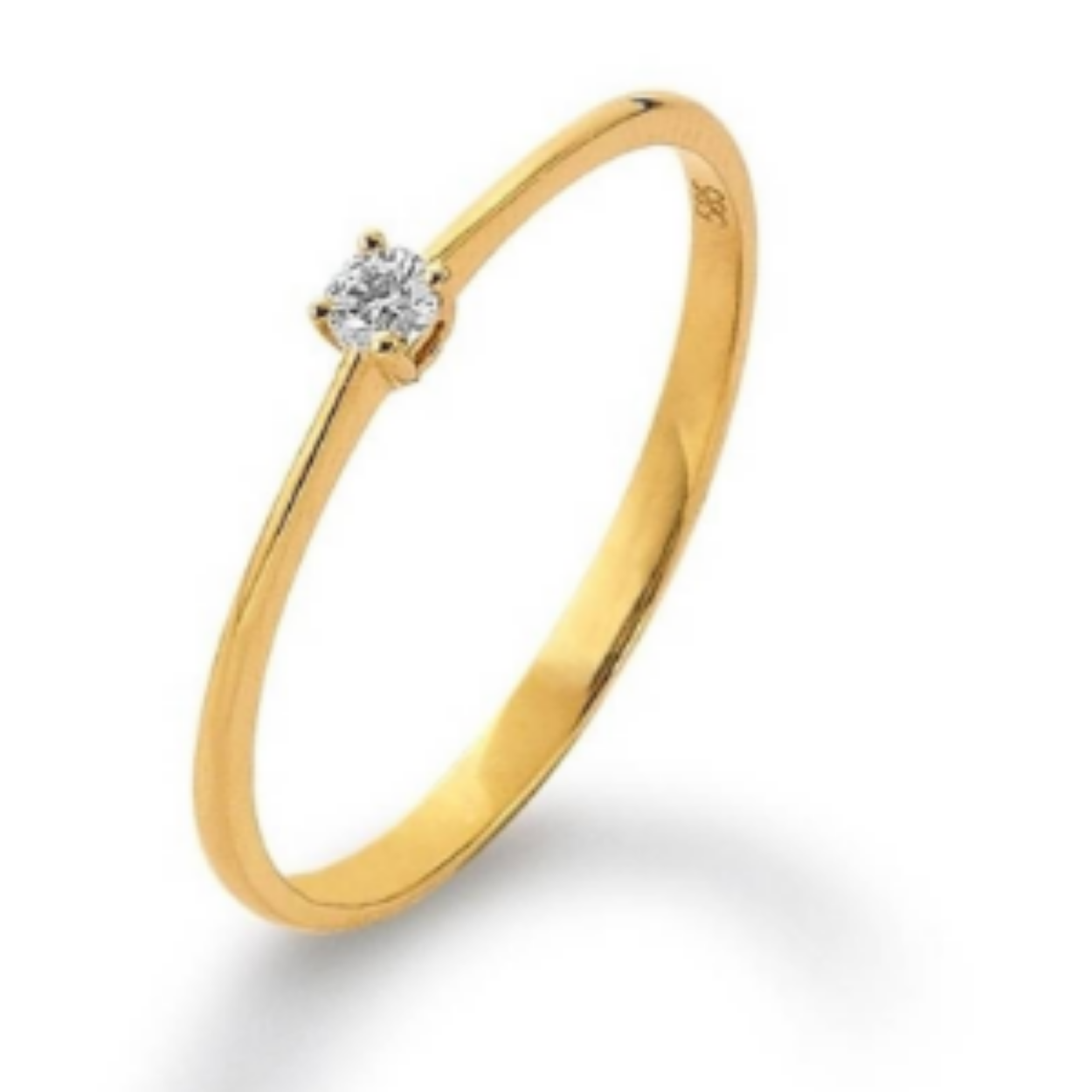 14k Dames ring met briljant 0.05ct maat 54