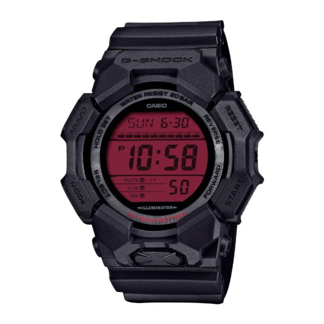 Casio G-Shock horloge zwart met een rode wijzerplaat