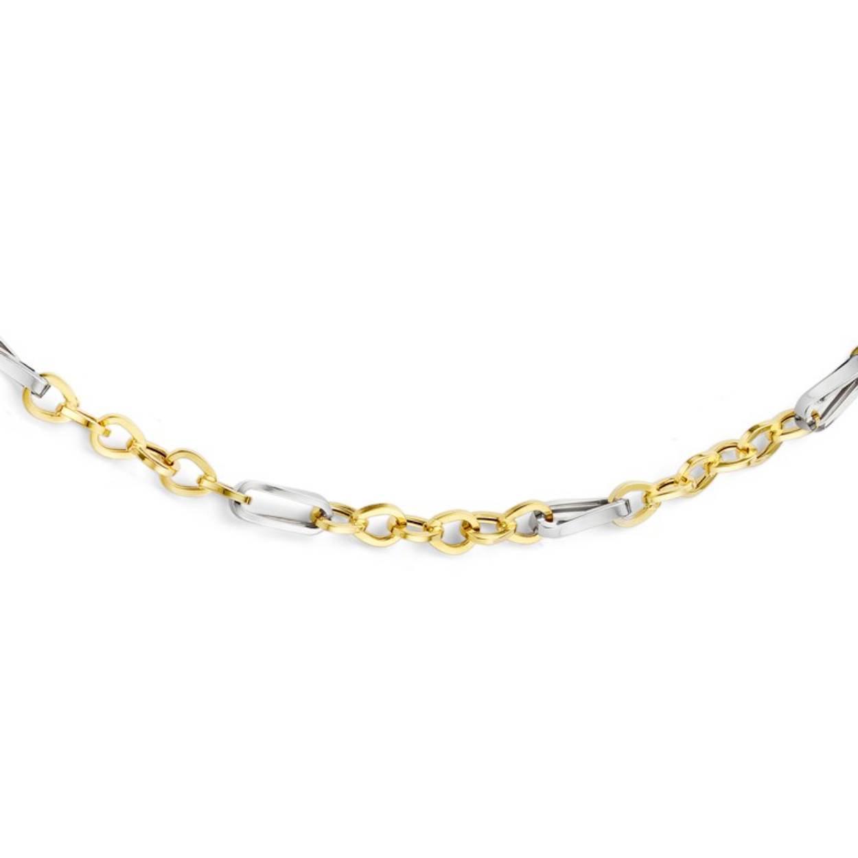 Bicolor (goud/zilverkleurige) collier in 18 kt goud
Bijhorende armband ook verkrijgbaar
De prijs kan variëren naargelang de goudprijs