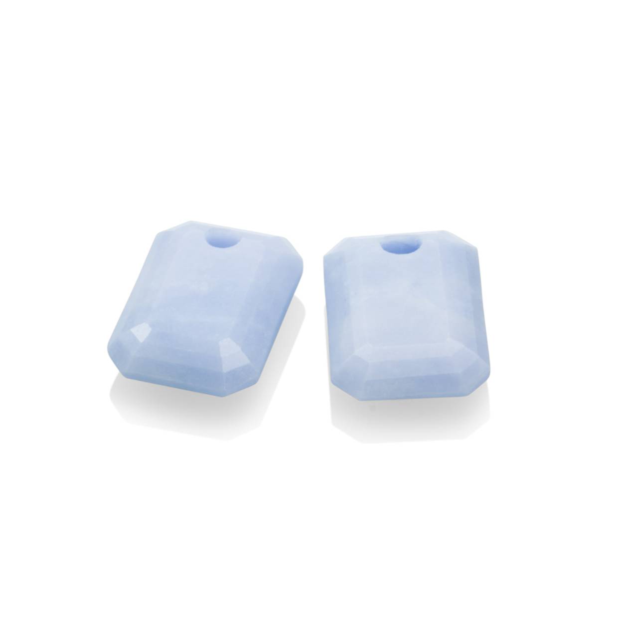 Sparkling Jewels. Earstones. Emerald Cut Blue Lace Agate