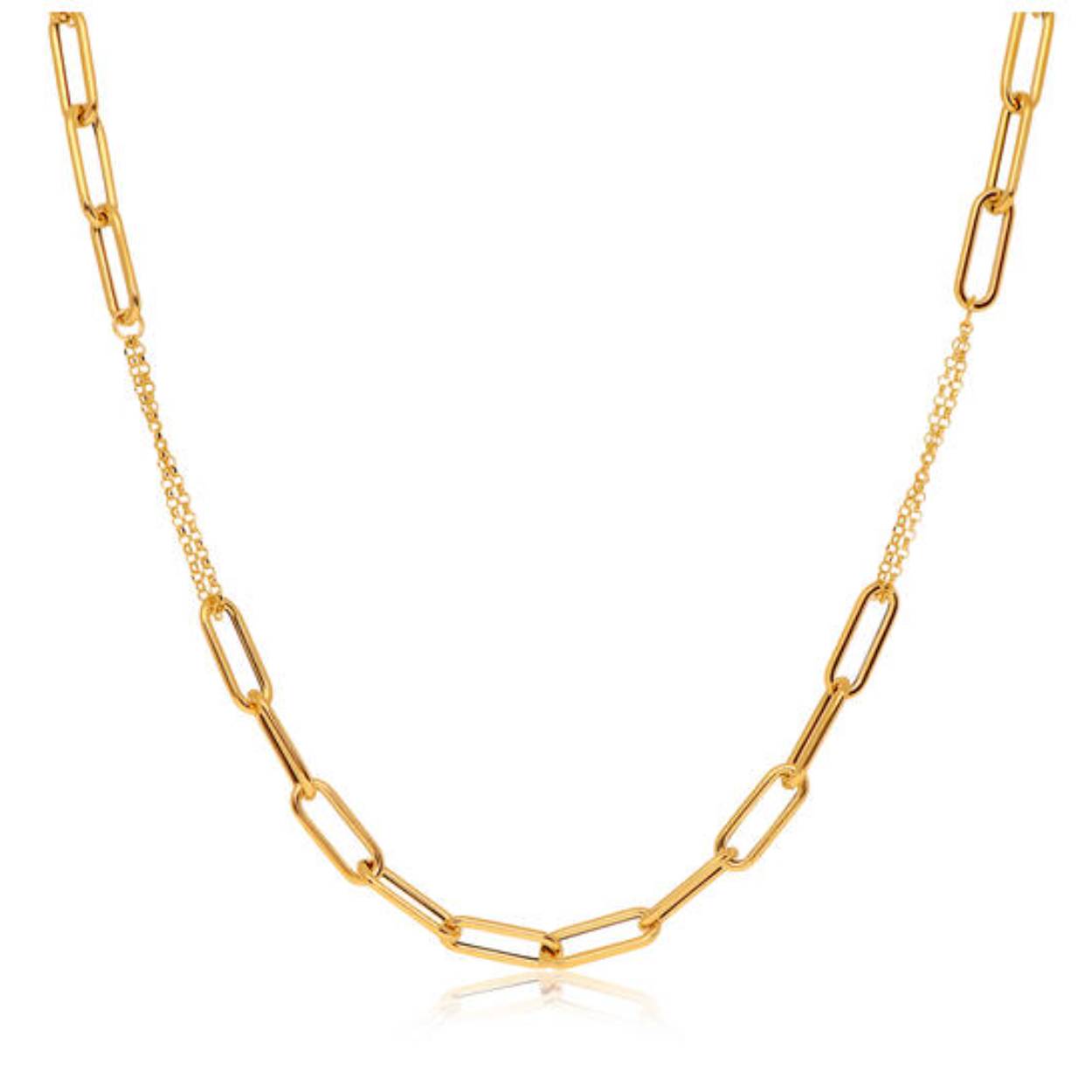Gouden collier fantasie Collier Anker-Paperclip 45cm