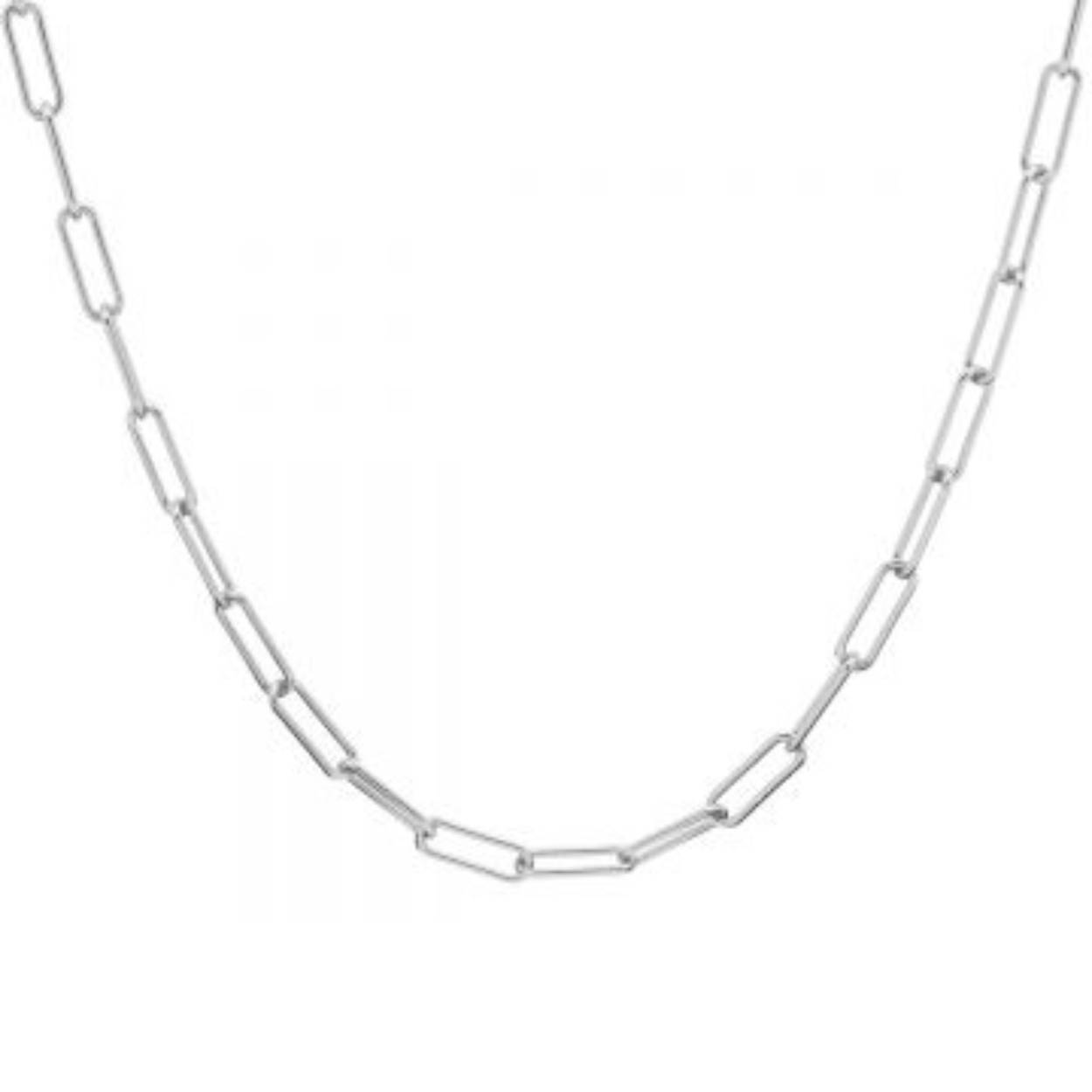 Zilveren collier fantasie Necklace Plain Round Square Silver