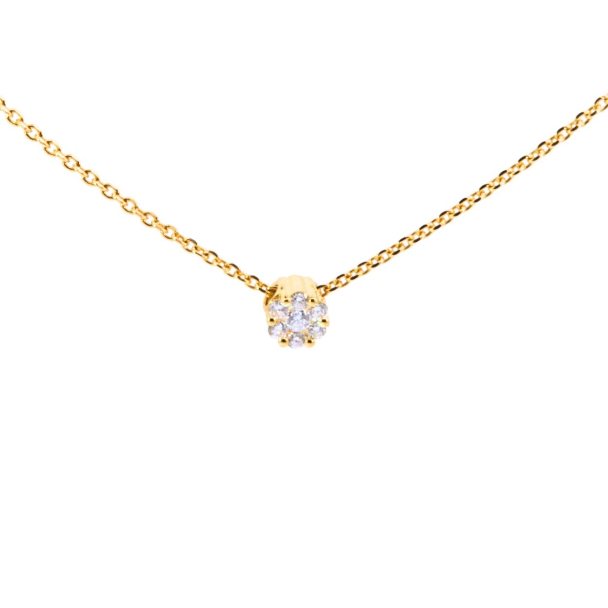 Elegante geelgouden ketting van de flower  collectie met diamant 0.09ct.