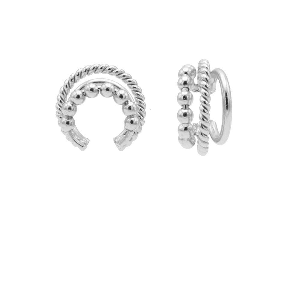 Karma Earcuff zilver Triple Dots Twister Plain