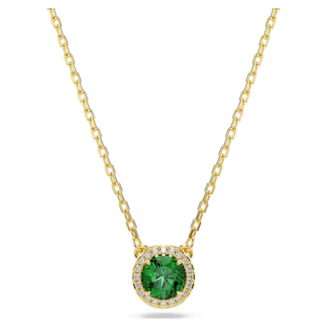 Deze chique Una Angelic-hanger is helder en energiek en schittert vol kosmische inspiratie. Met een indrukwekkende groene steen als middelpunt omringd door Swarovski’s kenmerkende pavé en afgewerkt met een ketting met goudkleurige toplaag.