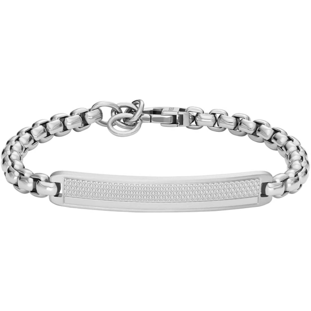 De FOSSIL KNOX JF04767040 Armband is een stijlvolle toevoeging aan je sieradencollectie. Gemaakt van hoogwaardig staal in een zilverkleurige afwerking, straalt deze armband elegantie en klasse uit. Met een lengte van 22 cm past deze armband perfect om de pols van de meeste mannen.

Het type sieraad van de FOSSIL KNOX armband is een armband, wat betekent dat het speciaal is ontworpen om om de pols gedragen te worden. De schakelarmband heeft een klassiek ontwerp met een eigentijdse twist, waardoor het zowel geschikt is voor formele als informele gelegenheden.