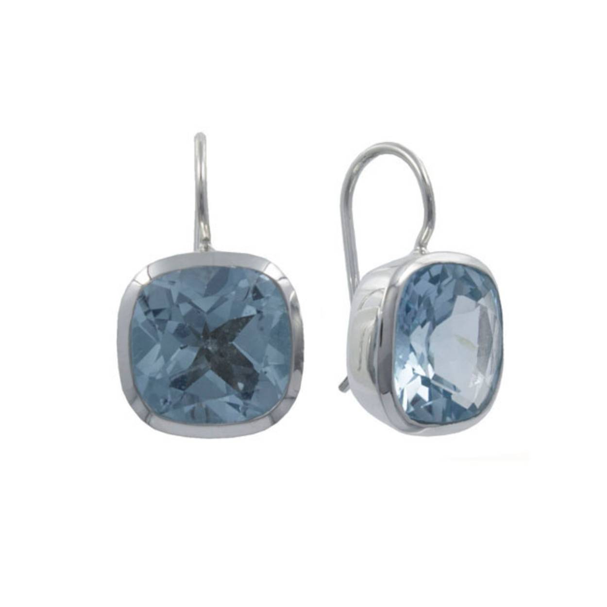 zilveren oorhangers met blauwe topaas