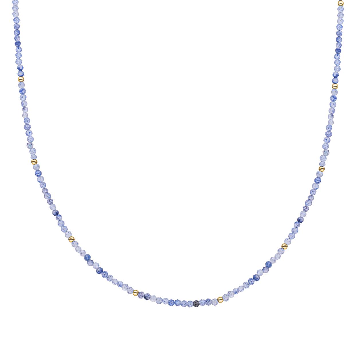 Sparkling Jewels collier Blue Aventurine 2mm goldplated. Lengte 42 + 2cm.