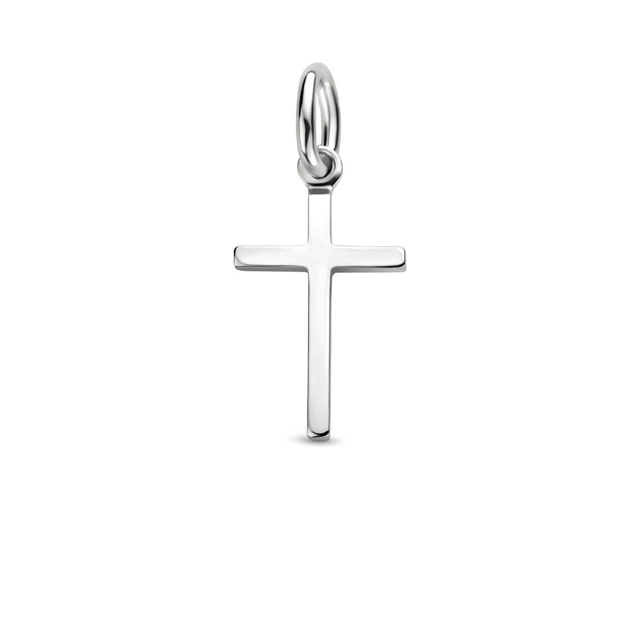 Witgouden hanger met een kruis.
