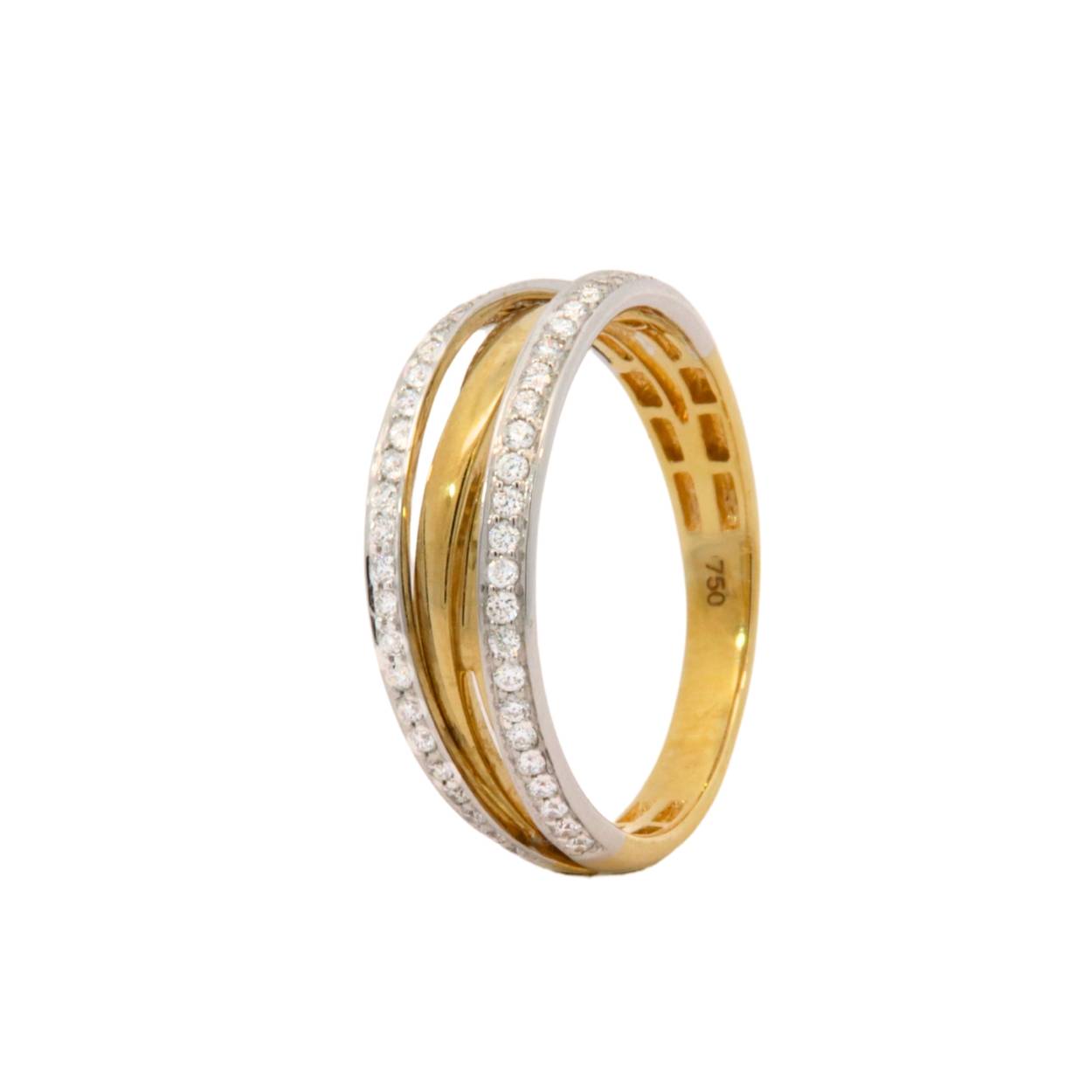 Ring in 18kt bicolor goud met briljant in 0.29ct