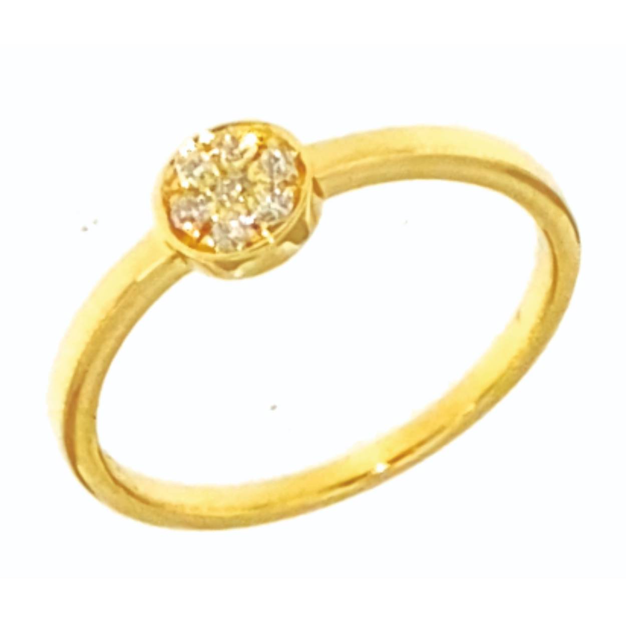 ring in 18kt goud met 7 diamanten in briljantslijp van 0.01ct 