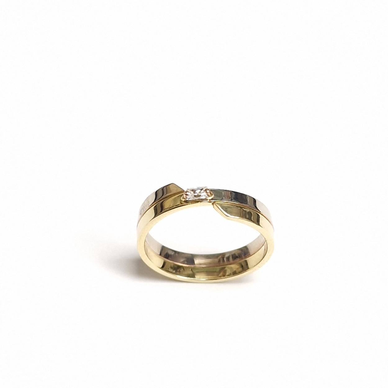 Damesring bicolor met baguette zirkonia