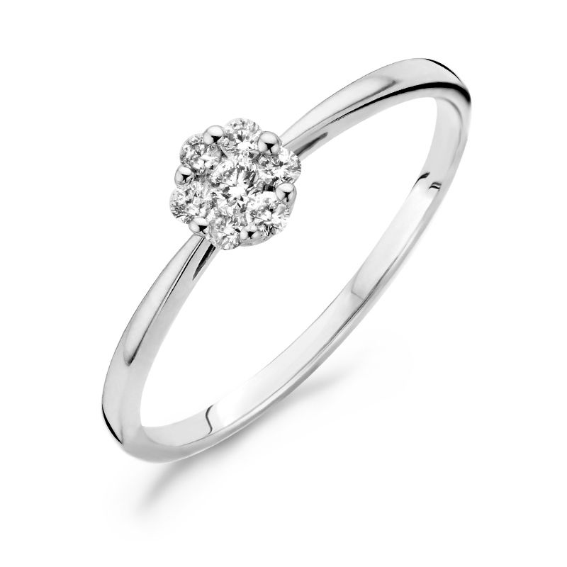 witgouden Blush Diamond ring, rozet 0.15ct mt54