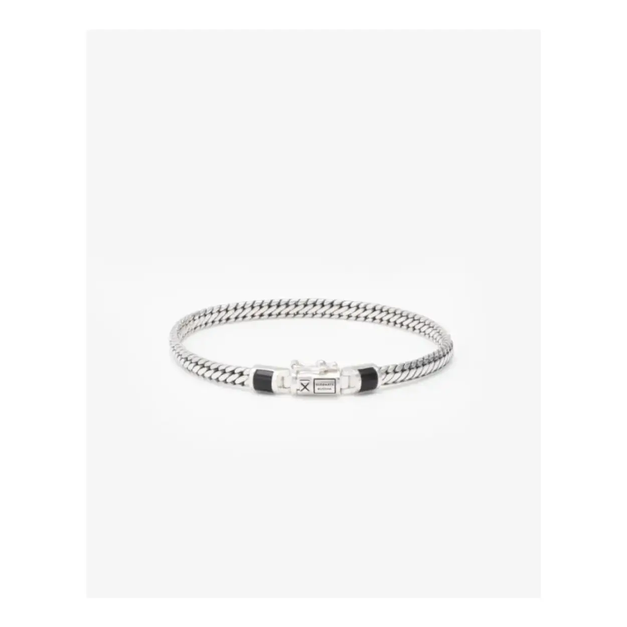 J101ON D - Ben Mini Gemstone Armband Zilver Onyx