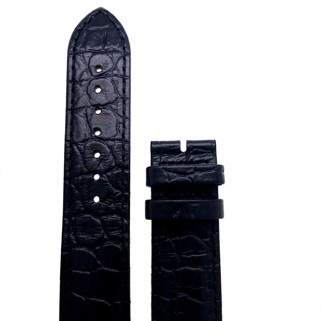 Horlogeband zwart crocoprint 19mm