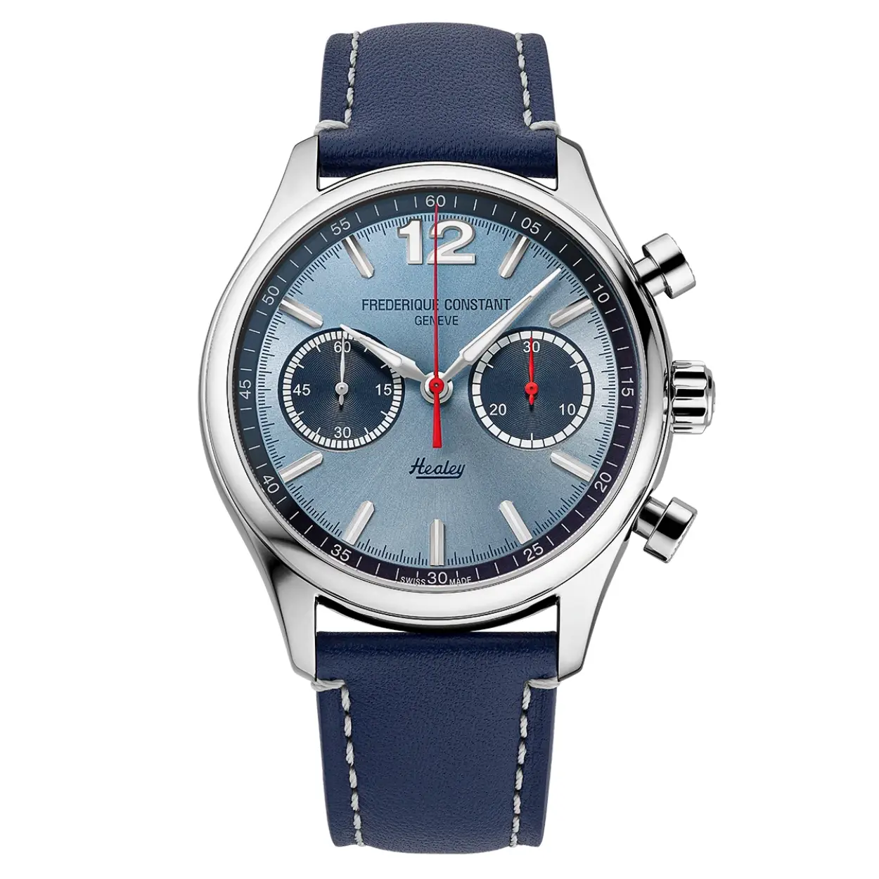 Frederique Constant Classics Vintage Rally Healey Chronograph Automatic FC-397HLBN5B6

Sinds 2004 werkt Frédérique Constant samen met het automerk Austin-Healey. Het horloge wordt geleverd in een geschenkdoos met een miniatuur van een Austin-Healey.

De horloge heeft een gangreserve van 62 uur.