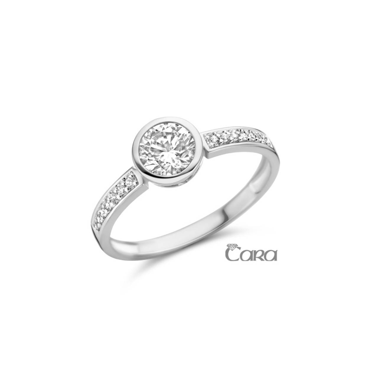 Cara solitair wit goud 18KT zirconia