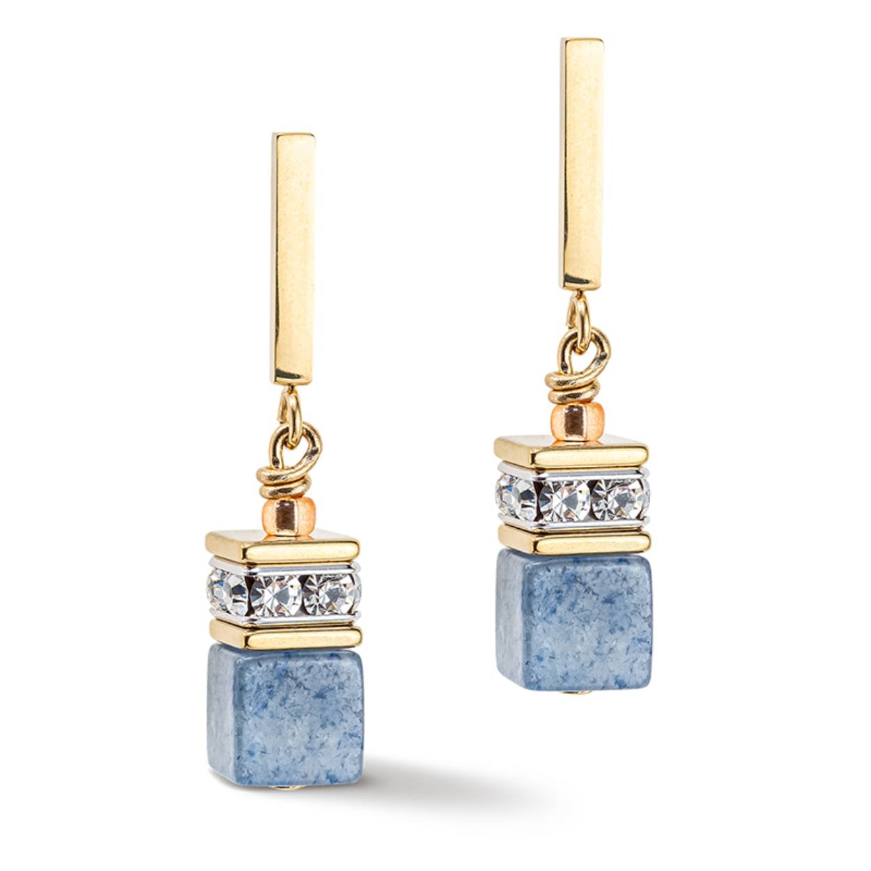 Coeur de Lion oorhangers model 4605/21-0720  goldplated light blue