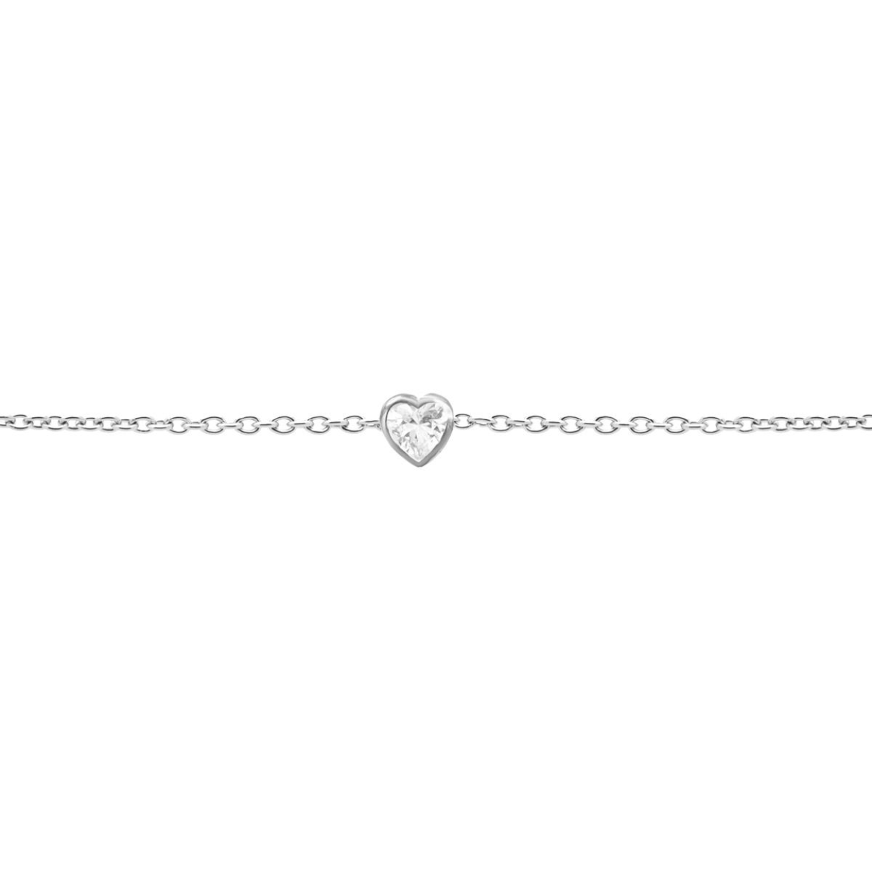 Bracelet Zirconia Heart Silver 16 + 3 cm
