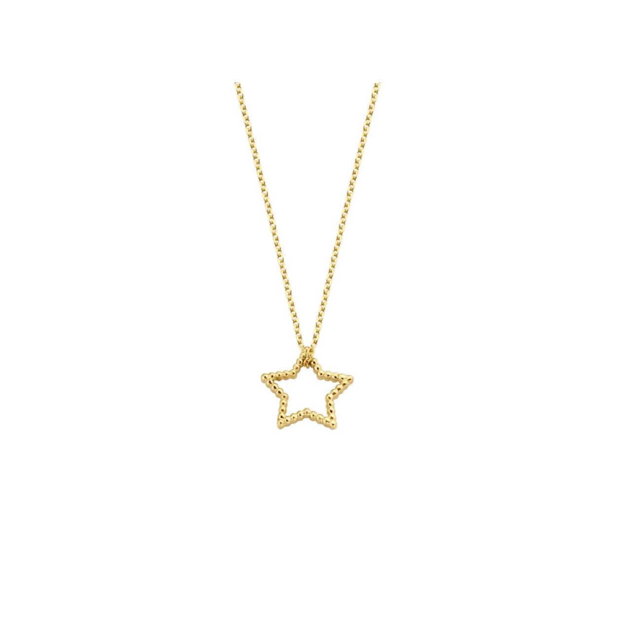 De Vintage Necklace Star heeft een tijdloos design en kan je perfect combineren met andere Just Franky sieraden. Dit sieraad is van 14 karaat goud en worden op bestelling handgemaakt in Nederland.