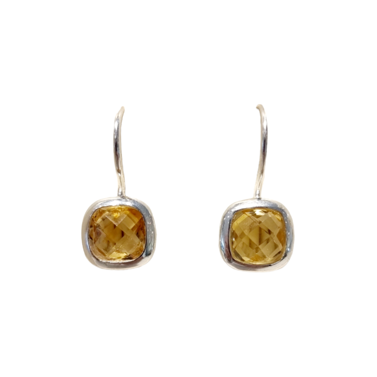 Zilver oorbellen met citrine.